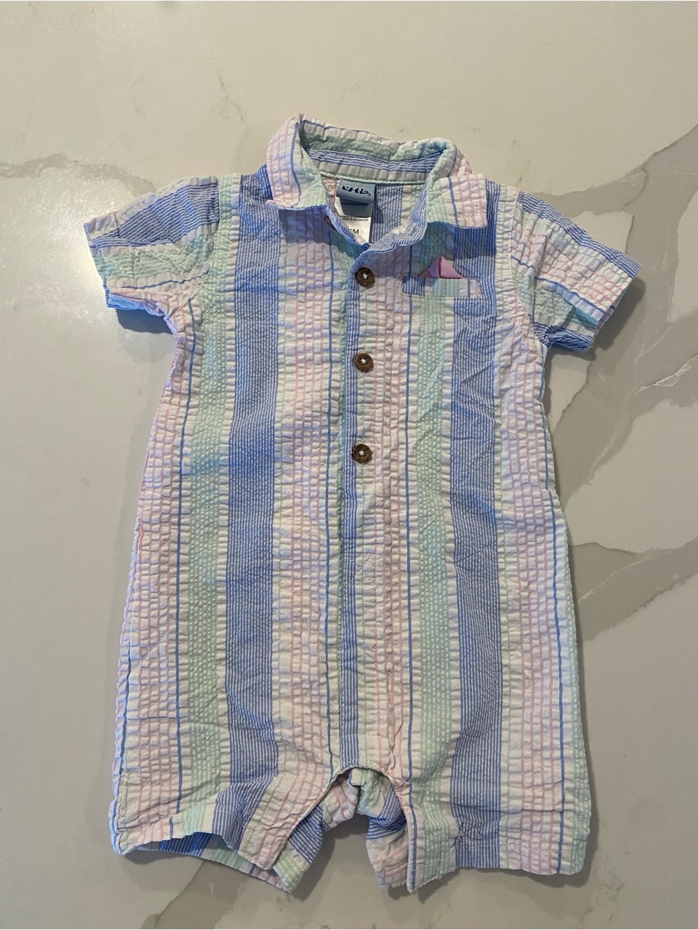 Unbranded Pastel Stripe Seersucker One-Piece for Kids